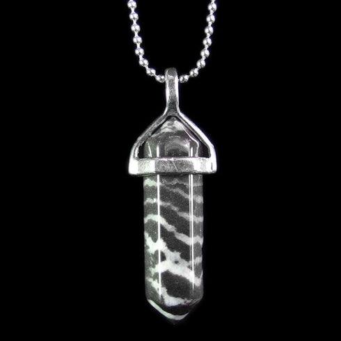 White Zebra Jasper Gemstone Pendant Necklace